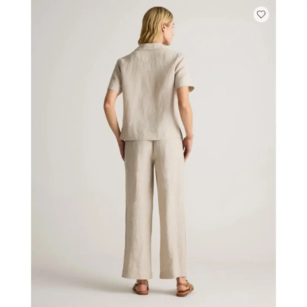 QUINCE 100% European Linen Wide Leg Pants Flax Sz L NWT {3T30}